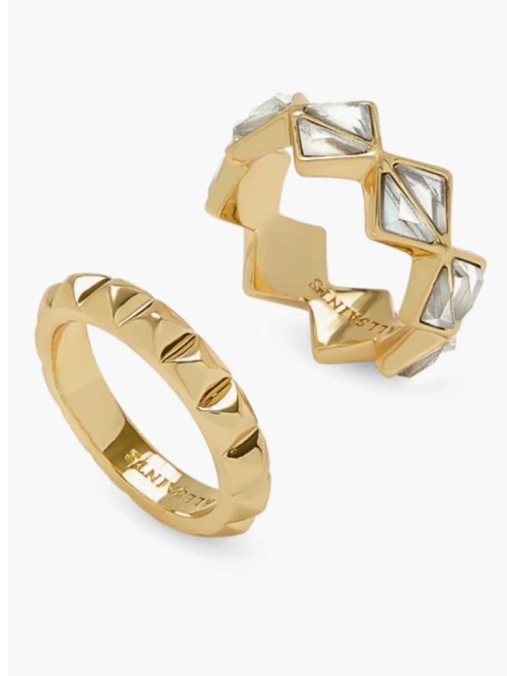NWOB Set of 2 Geometric Crystal Band Rings
AllSaints Size 6 - Picture 2 of 5